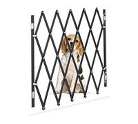 Relaxdays Barrière de sécurité pour Chiens, Jusqu’à 118 cm, 69-82,5 cm de Haut, Bambou, escaliers & Porte, Noir