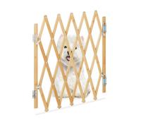 Relaxdays Barrière de sécurité pour chiens, jusqu’à 96 cm, 48,5 - 60 cm de haut, bambou, escaliers & porte, nature