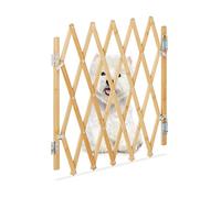 Relaxdays Barrière de sécurité pour Chiens, Jusqu’à 96 cm, 48,5-60 cm de Haut, Bambou, escaliers & Porte, Nature