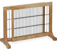 Relaxdays Barrière de sécurité, Extensible, escaliers et Portes, HxL : env. 56x70-115 cm, pour Enfants & Chiens, Nature