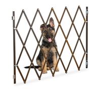 Relaxdays Barrière de sécurité pour Chiens, Jusqu’à 130 cm, 87,5-100 cm de Haut, Bambou, escaliers & Porte, Marron