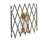 Relaxdays Barrière de sécurité Extensible Jusqu’à 118 cm, Chiens, 69-82,5 cm de Haut, Bambou, escaliers & Porte, Marron