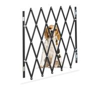 Relaxdays Barrière de sécurité pour Chiens, Jusqu’à 118 cm, 69-82,5 cm de Haut, Bambou, escaliers & Porte, Noir