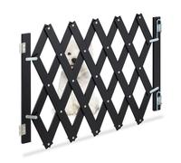 Relaxdays Barrière de sécurité pour Chiens, Jusqu’à 108,5 cm, 47,5-60 cm de Haut, Bambou, escaliers & Porte, Noir
