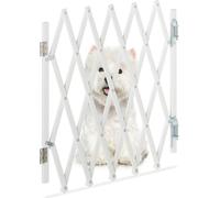 relaxdays Barrière extensible pour chiens en blanc