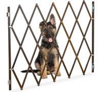 Relaxdays Barrière de sécurité pour Chiens, Jusqu’à 130 cm, 87,5-100 cm de Haut, Bambou, escaliers & Porte, Marron