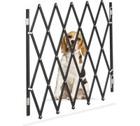 relaxdays Barrière extensible pour chiens noire