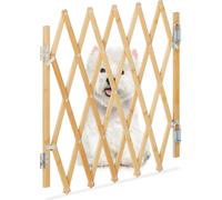 Relaxdays Barrière de sécurité pour Chiens, Jusqu’à 96 cm, 48,5-60 cm de Haut, Bambou, escaliers & Porte, Nature
