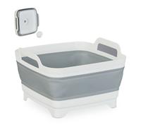 Relaxdays Bassine pour la Vaisselle, avec système d’évacuation, 9 litres, H x L x P : 20 x 31 x 31 cm, Blanc et Gris