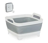 Relaxdays Bassine pour la Vaisselle, avec système d’évacuation, 9 litres, H x L x P : 20 x 31 x 31 cm, Blanc et Gris