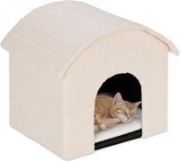relaxdays Beige Cave à chat avec surface à gratter