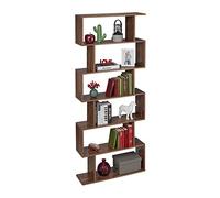 relaxdays Bibliothèque, 6 Compartiments,190,5 x 80 x 23 cm, Moderne, Aspect boisé, étagère à Livres, Bureau, Marron