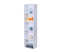 Bibliothèque Relaxdays, H x L x P : 132 x 32 x 24 cm, 5 Cases, Meuble Cube Ouvert pour Salon, Blanche