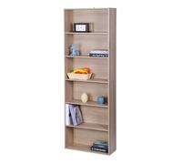 Relaxdays Bibliothèque, H x l x P : 178,5 x 60 x 24 cm, 6 Cases, tablettes réglables, Salon, chêne