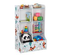 Relaxdays Bibliothèque pour Enfants, HLP : 90x59x30 cm, étagère Livres Enfants Motifs Chien, 8 casiers, MDF, Multicolore