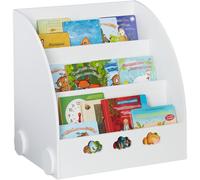 Relaxdays Bibliothèque Pour Enfants, Hxlxp : 60x58x45 Cm, Pour Enfants Avec Motif De Nuages, 3 Compartiments, Mdf, Blanc
