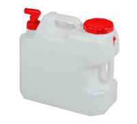 Relaxdays Jerricane d’Eau avec Robinet, Couvercle à Visser, bidon à Eau de Camping, 18 L, sans BPA, Blanc-Rouge