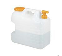 Relaxdays Bidon d’eau avec robinet, 20 litres, plastique sans BPA, couvercle, poignée, réservoir, blanc/orange