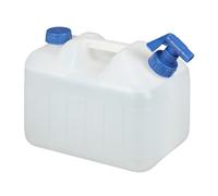 Relaxdays Jerrycan jerricane bidon d’Eau Robinet Bouchon réservoir 10 L sans BPA Camping Voiture Festival, Blanc/Transparent