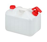 Relaxdays Jerricane d’Eau avec Robinet, Couvercle à Visser, bidon à Eau de Camping, 10 L, sans BPA, Blanc-Rouge