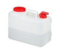 Relaxdays Jerricane d'eau 15 L avec robinet et couvercle à visser, sans BPA - blanc/rouge