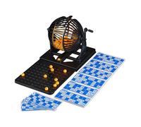 Relaxdays Bingo boulier 90 boules 72 cartes plateau coulissant pour grands et petits convient à la tombola noir