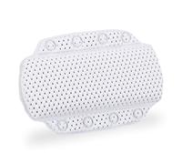 Relaxdays, Blanc Coussin de bain, Oreiller de baignoire, Ventouses, Accessoire bien-être nuque, 19,5 x 30,5 x 3,5 cm, mousse, plastique, 1 élément