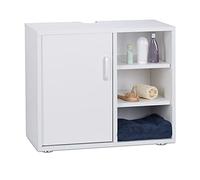 Relaxdays, Blanc Dessous de Lavabo 1 Porte Placard Salle de bain 3 Étagères Meuble Sous Vasque WC SDB 51x60x32cm, HLP 51 x 60 x 32 cm