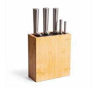 Bloc à Couteaux Relaxdays Vide, Bambou, Insert en brins, H x L x P : 26 x 23 x 11,5 cm, Rangement de Couteaux, Noir.