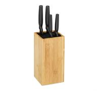 Relaxdays 10028872 Bloc Bambou Non Garni, Porte Bois, Rangement Universel 6 Couteaux, H x D 24x12 cm, Nature
