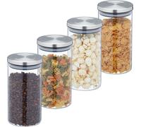 relaxdays Bocaux à provisions, set de 4 bocaux de 1000 ml chacun