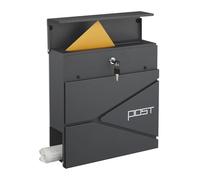 Relaxdays Boîite aux Lettres, Moderne, métal, 4 clés, Porte-journaux, H x L x P : env. 38 x 37 x 12 cm, Anthracite
