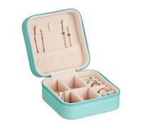 Relaxdays Boîte à Bijoux, système de Rangement Pratique, pour bagues et chaînes, HLP : 5 x 10 x 10 cm, Turquoise