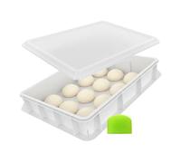 Relaxdays Boîte à pâtons Pizza empilable avec Couvercle, 12-16 pâtons, spatule, Fermentation optimale, 13x60x40 cm, blan