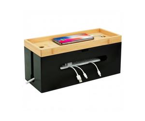 Relaxdays Boîte à câbles bambou