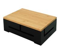 Relaxdays Boîte à câbles Gestion des câbles et Ventilation, Noir | H x L x P 11 x 32 x 22 cm, cache-câbles, bambou