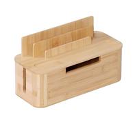Relaxdays Boîte à câbles pour 2 multiprises, 16 x 30 x 13 cm, Bambou, Support Tablette/tél., Naturel, Cache-câbles