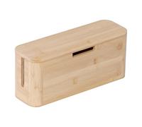 Relaxdays Boîte à câbles pour multiprise 6-Prises en Bambou, Couvercle magnétique, 14,5×34×11cm, Naturel