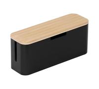Relaxdays Boîte à câbles pour multiprise, Bambou, Couvercle HBT 14,5 x 34 x 11 cm, câble caché, Naturel/Noir