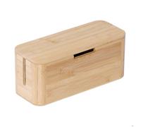 Relaxdays Boîte à câbles pour multiprise, bambou, couvercle magnétique, 14,5 x 34 x 11 cm, cache câbles, naturel