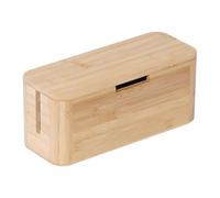 Relaxdays boîte à câbles pour multiprise, Bambou, Couvercle magnétique, 14,5 x 34 x 13,5 cm, Cache-câbles, Naturel