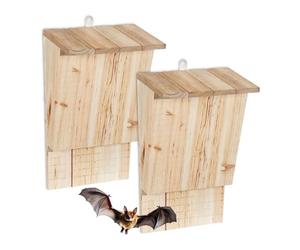 Relaxdays Boîte à chauves-souris en bois, 2 pièces
