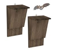 Relaxdays nichoirs Chauves-Souris en Bois de Sapin, abri Brun, Lot de 2, 34x22,5x12,5 cm