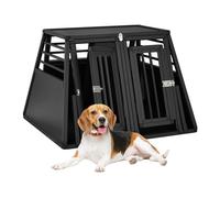 Relaxdays Boîte transport chiens, pour voiture, oblique, cage en aluminium canidés, HxLxP : 64x90x82 cm, noire/grise