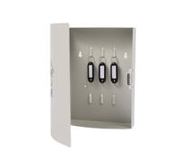 Boîte à clés Relaxdays, avec Porte, 9 Crochets, Home Sweet Home, H x L x P : 24 x 21 x 6,5 cm, magnétique, Blanche