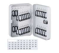 Relaxdays Boite à clés sécurisée, Combinaison 3 Chiffres, 48 Crochets, avec Porte-clés étiquetés, Fer, Blanche