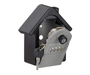 Relaxdays Boite à clés sécurisée Forme Maison, lot 4, clé Secours Code Coffre Fort Clef Key Sage Garage, 15x13,5x7 cm, Noir/Gris