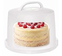 Relaxdays Boîte à gâteaux Extra Haute, supporte 10 kg, hermétique, Cloche avec poignée, H x P 22 x 30,5 cm, Blanche