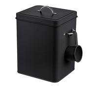 Relaxdays boîte à lessive métal 6 L avec cuillère doseuse, Design rétro, Couvercle, Noir 25,5 x 18 x 15,5 cm