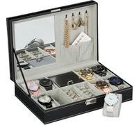 relaxdays Boîte à montres noire pour 8 montres